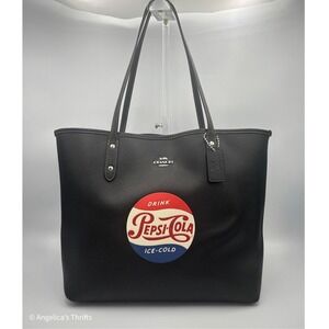 Coach Pepsi Cola City Tote | Limited Edition Black Pebbled Leather Bag